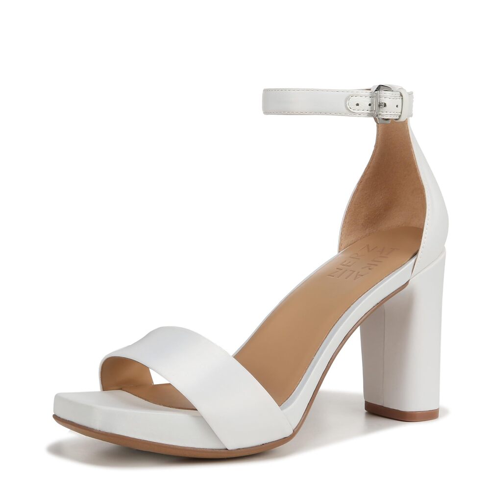 Naturalizer Womens Joy Sandal Pearl White Satin Fabric 6.5 W